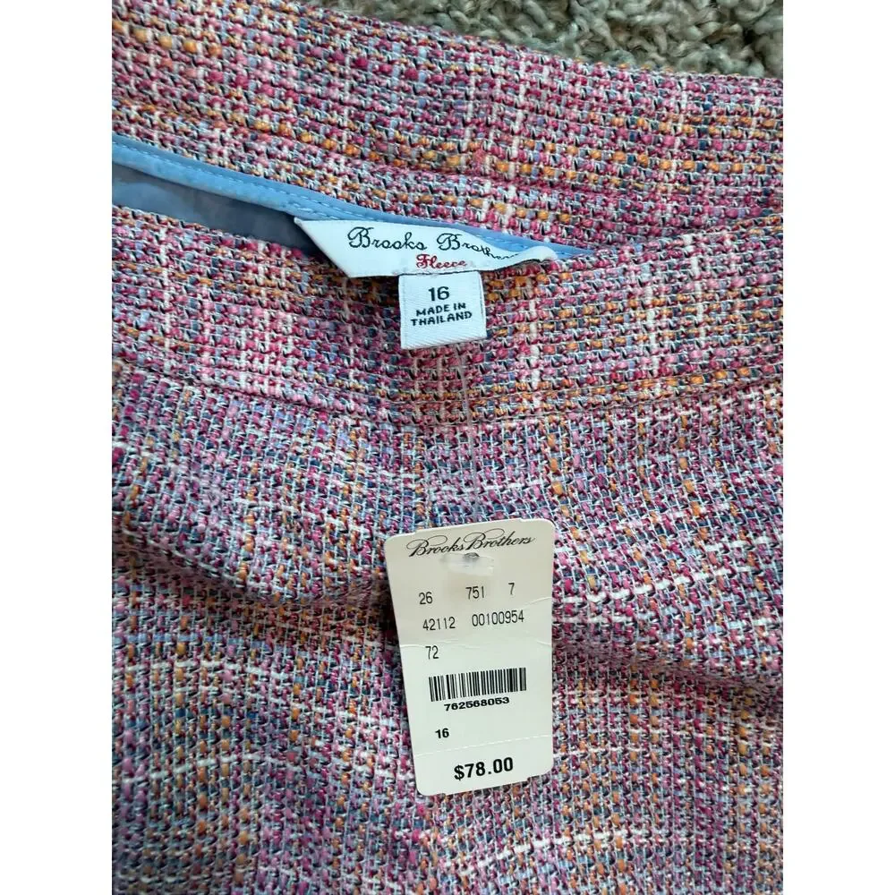 Brooks Brothers Kids Pink Multi Tweed Fringe Blazer & Shorts Suit Set Size 16